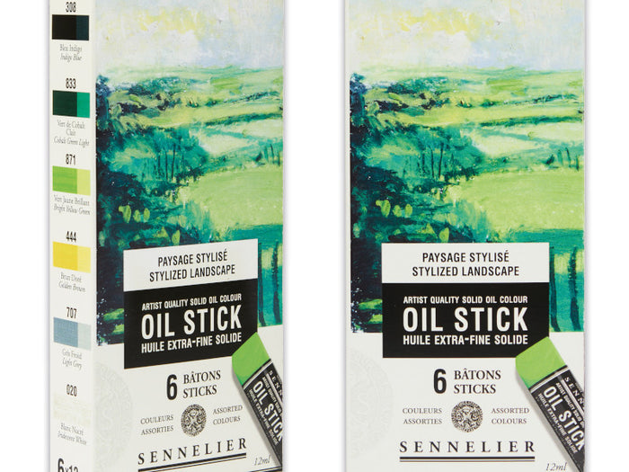 Sennelier Oil Stick Sets | 6-Colour Mini Oil Stick Landscape Cardboard Set