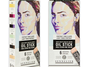 Sennelier Oil Stick Sets | 6-Colour Mini Oil Stick Light Tones Portrait Cardboard Set