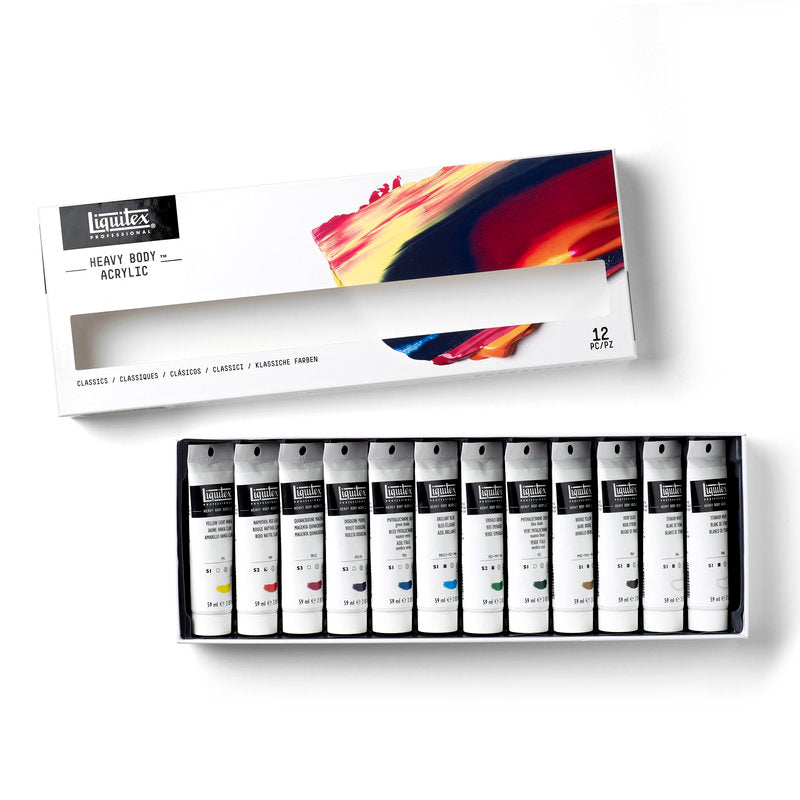 Liquitex Classics 12 Set - 12 x 59 ml Heavy Body Acrylic Artist Colours