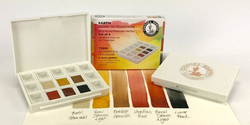 DANIEL SMITH Hand Poured Watercolor Half Pan Set – Earth: Desert to Mountains