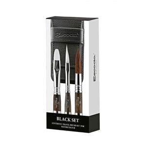 Escoda Black Synthetic Travel Watercolour Brush Set of 3 - 1272 Series