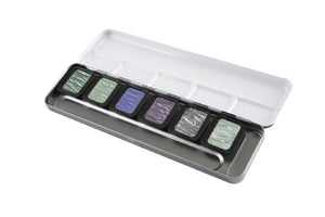 Finetec Artist Mica Metallic Watercolour Pearlescent Paint 6-Colour Cool Set
