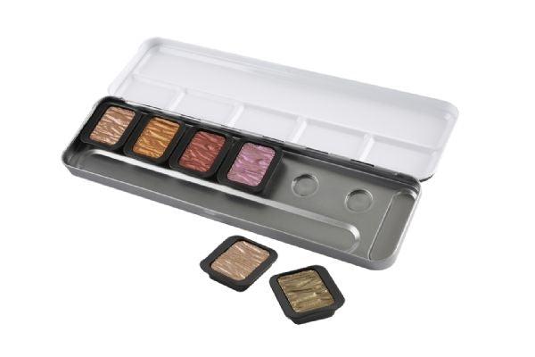Finetec Artist Mica Metallic Watercolour Pearlescent Paint 6-Colour Warm Set