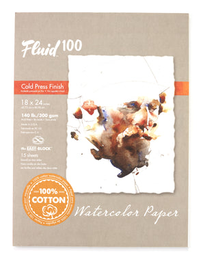 Fluid 100 Watercolour Paper Block 140 lb. Cold Press - 18" x 24"