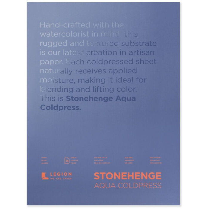 Stonehenge Aqua Watercolour Block - Cold Press 140lb. -  12" x 16"
