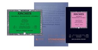 An assortment of various watercolour paper blocks and pads