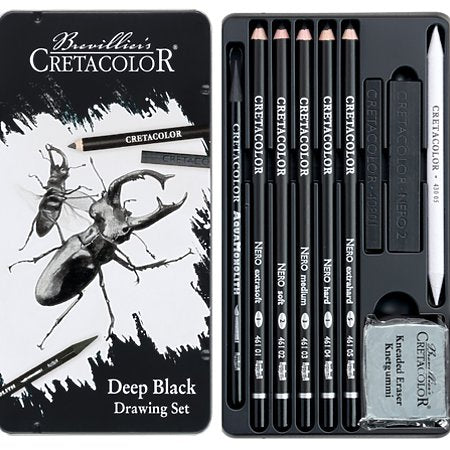 Cretacolor Deep Black Drawing 10-Piece Set