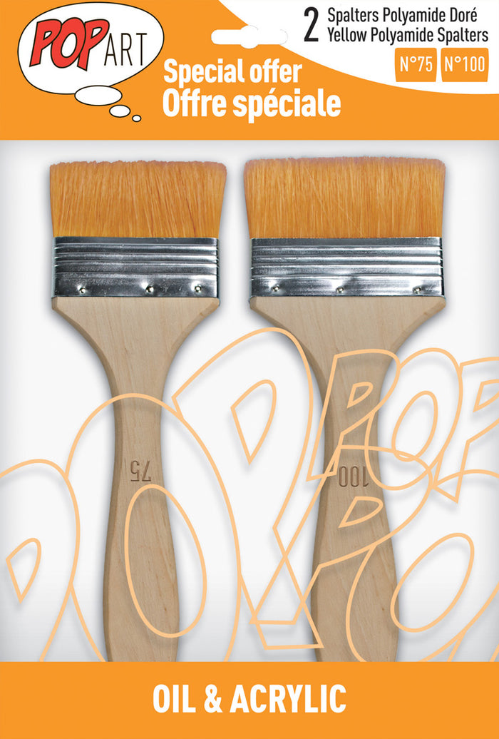 Pebeo Pop Art Spalter Brush Golden Polyamide Bristle Set of 2