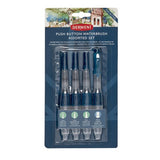 Derwent Push Button Waterbrush 4-Brush Assorted Set