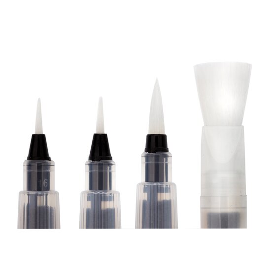 Derwent Push Button Waterbrush 4-Brush Assorted Set