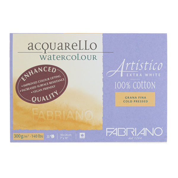Fabriano Artistico Watercolour Block Extra White 140 lbs Cold Press 7" x 10"