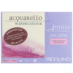 Fabriano Artistico Watercolour Block Extra White 140 lbs Hot Press 10" x 14"