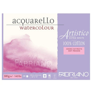 Fabriano Artistico Watercolour Block Extra White 140 lbs Hot Press 12" x 16"