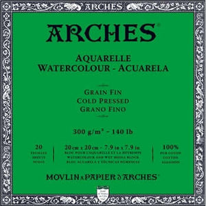ARCHES WATERCOLOUR BLOCK - 140 LB. COLD PRESS - 7.9" X 7.9"