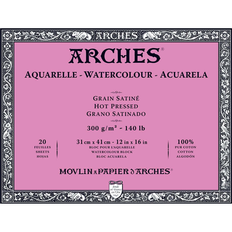 Arches Watercolour Block - 140 lb. Hot Press - 12" x 16"