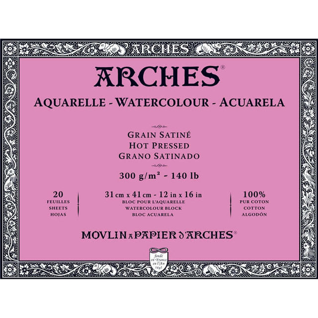 Arches Watercolour Block - 140 lb. Hot Press - 12" x 16"
