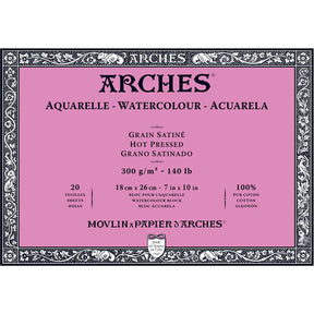 Arches Watercolour Block - 140 lb. Hot Press - 7" x 10"