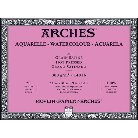 Arches Watercolour Block - 140 lb. Hot Press - 9" x 12"