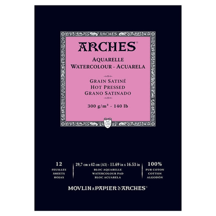 Arches Watercolour Pad - 140 lb. Hot Press - 11.69" X 16.53"