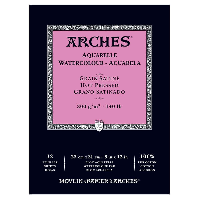 Arches Watercolour Pad - 140 lb. Hot Press - 9" X 12"