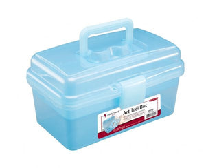Offering organization and easy access to frequently used supplies. Features a carry handle and sturdy latch. Inside is a lift-out tray with four fixed compartments and convenient carry handle. Measuring 9" x 4½", the main storage compartment can accommoda