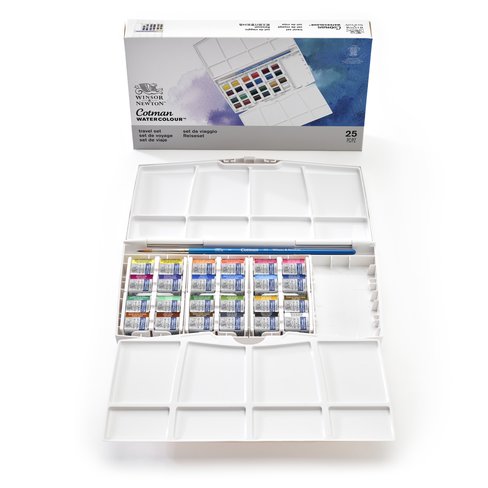 Cotman Watercolour Painting PLUS 24 Half Pan Set