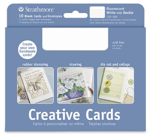 Strathmore Creative Cards - 20 pack - Flourescent White with Deckle