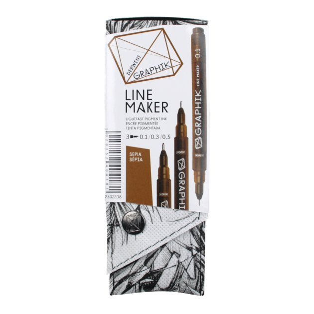 Derwent Graphik Line Maker Pen - Set of 3 - Sepia