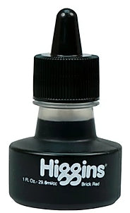 Design Higgins Waterproof Drawing Ink 1 oz. bottle - Brick Red