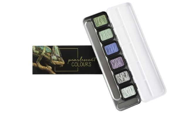 Finetec Artist Mica Metallic Watercolour Pearlescent Paint 6-Colour Cool Set