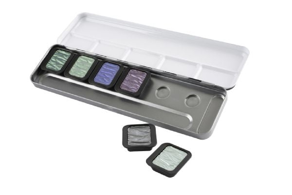 Finetec Artist Mica Metallic Watercolour Pearlescent Paint 6-Colour Cool Set