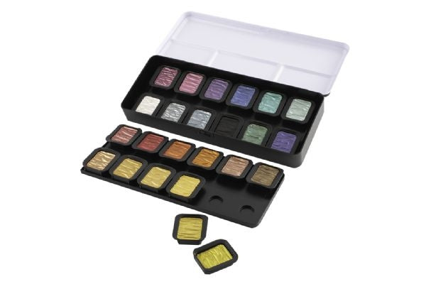 Finetec Artist Mica Metallic Watercolour Pearlescent Paint 24-Colour Set