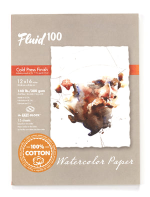 Fluid 100 Watercolour Paper Block 140 lb. Cold Press - 12" x 16"