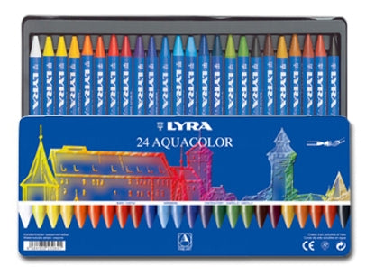 LYRA Aquacolor Water-Soluble Wax Crayons, Set of 12 24 Crayons