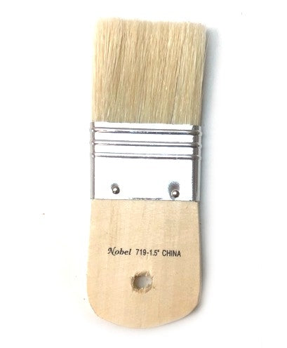 Nobel Series 719 Flat White Hog Bristle Brush - 1.5"