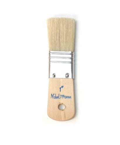 Nobel Series 719 Flat White Hog Bristle Brush - 1"