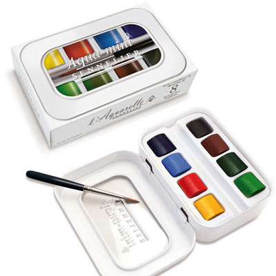 Sennelier Aqua Mini Watercolour Set of 8 Half Pans