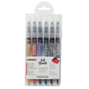 Sennelier Iridescent Ink Brush Set 6-Colour