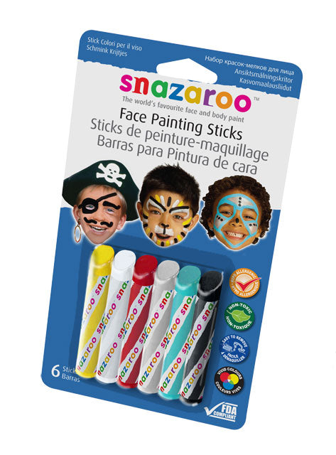 Snazaroo Face Painting Sticks Set of 6 Boys