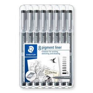 STAEDTLER® Pigment Liner Pen Set - 8 Pen Black Set
