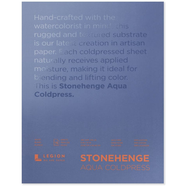 Stonehenge Aqua Watercolour Block - Cold Press 140lb. -  9" x 12"