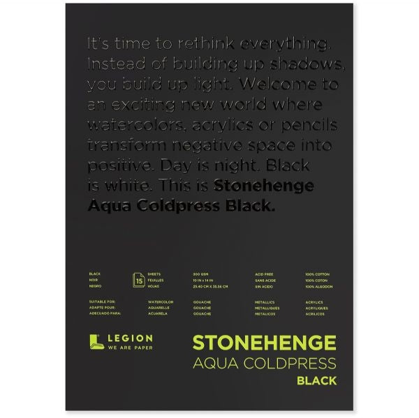 Stonehenge Aqua Black Watercolour Block - Cold Press 140lb. - 10" x 14"