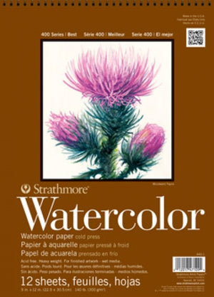 Strathmore 400 Series Cold Press Watercolour Wire Bound Pad - 12" x 18"
