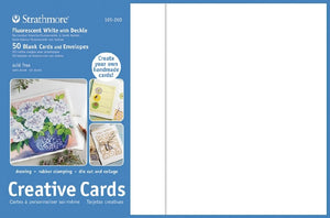 Strathmore Creative Cards - 50 pack - Flourescent White with Deckle