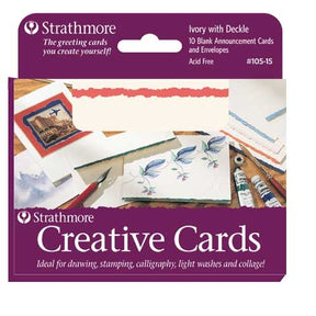 Strathmore Creative Cards - 10 pack - White with Red Deckle