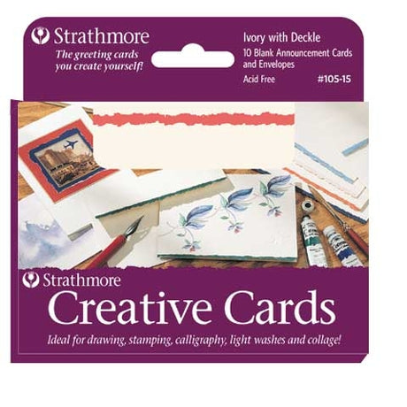 Strathmore Creative Cards - 10 pack - White with Red Deckle