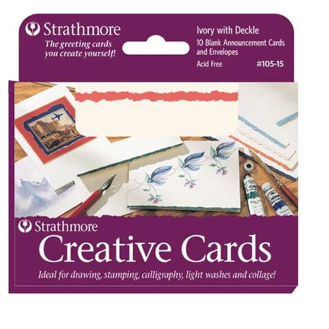 Strathmore Creative Cards - 10 pack - White with Red Deckle