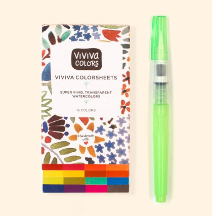 Viviva Colorsheet Original Watercolour Sketcher 16-Colour Set & Waterbrush