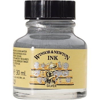 Winsor & Newton Drawing Ink - 30 ml bottle - Silver