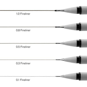 Winsor & Newton Black Fineliner Pen Assorted Set X 5
